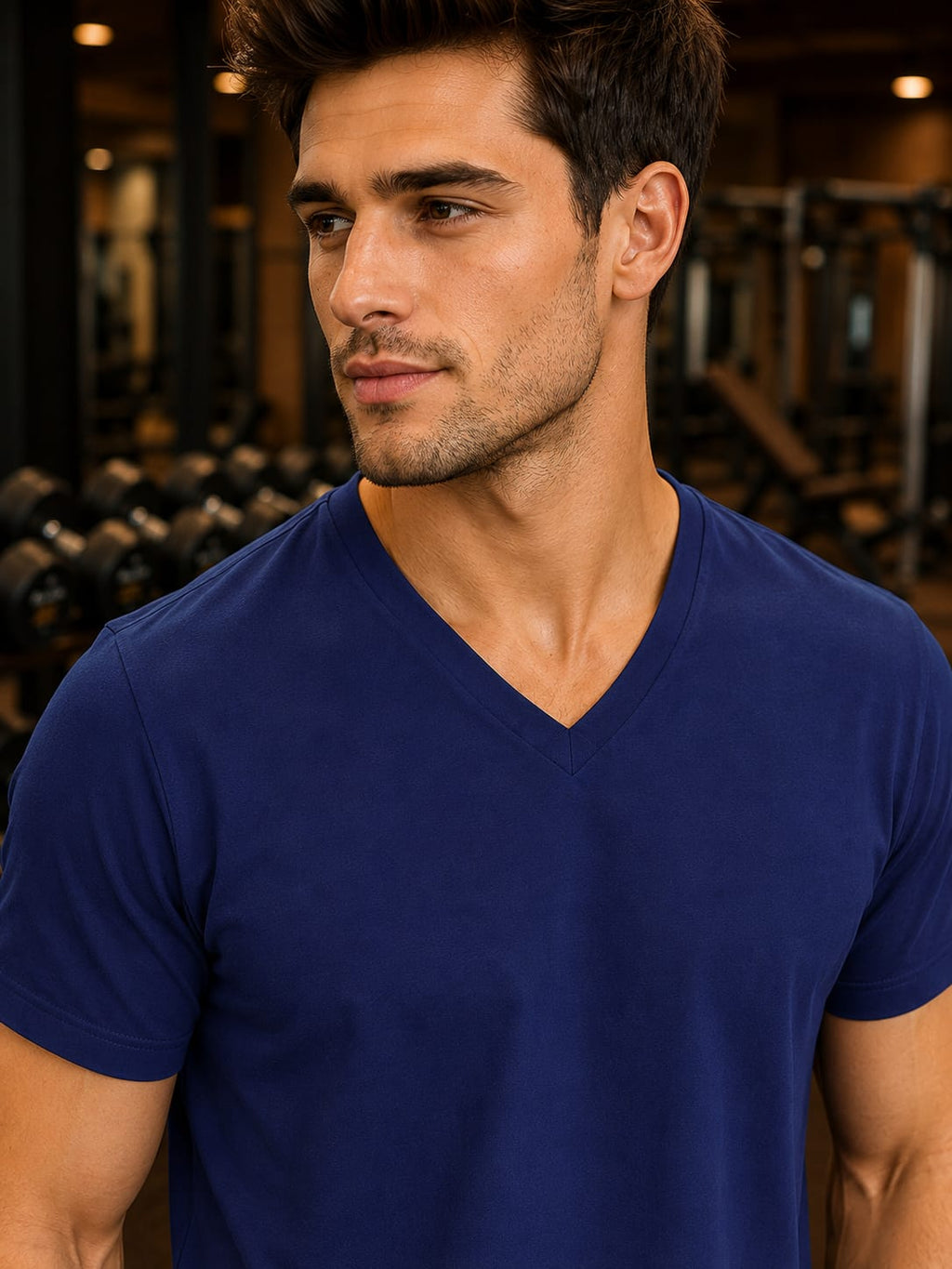 Men's Premium Royal Blue V-Neck T-Shirt