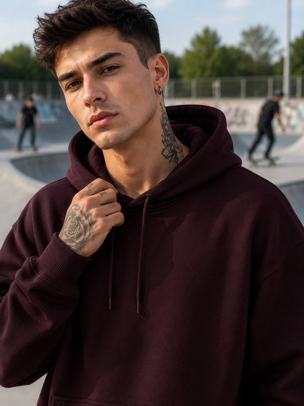 Men's Maroon Oversized Hoodie