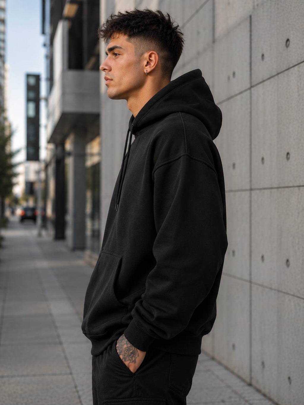 Men's Black Oversized Hoodie