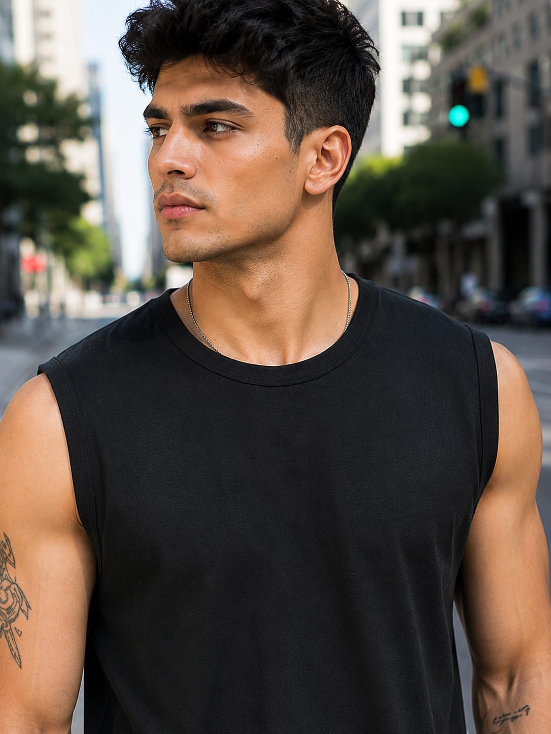 Men's Premium Black Sleeveless T-Shirt