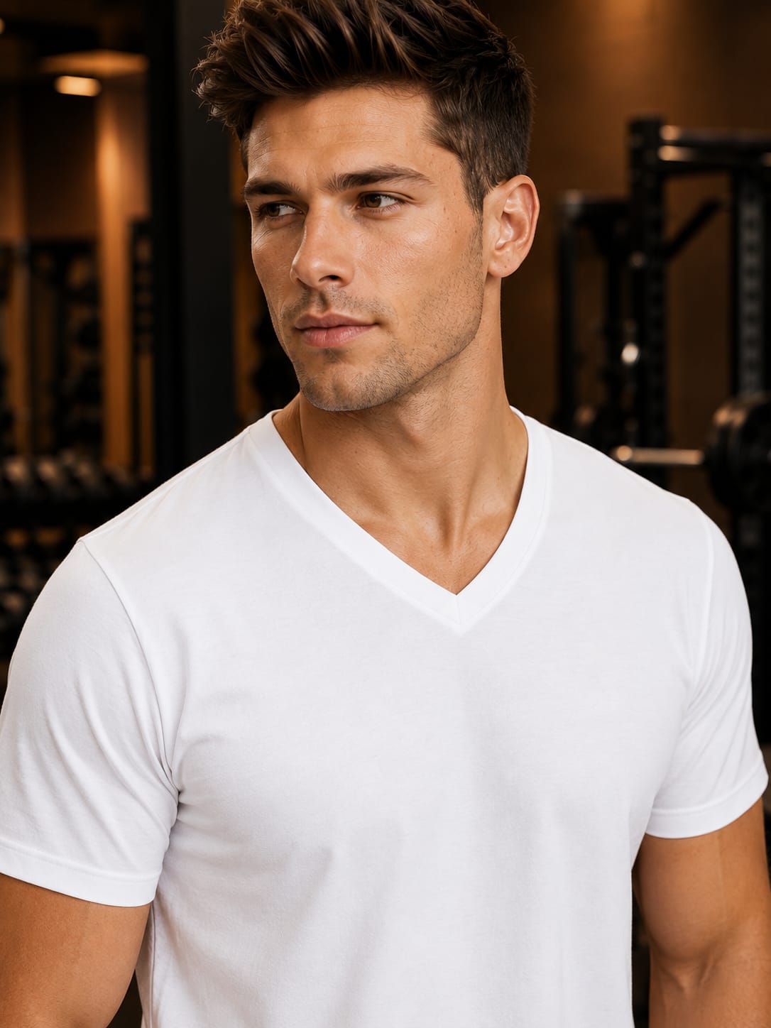 Men's Premium White V Neck T-Shirt