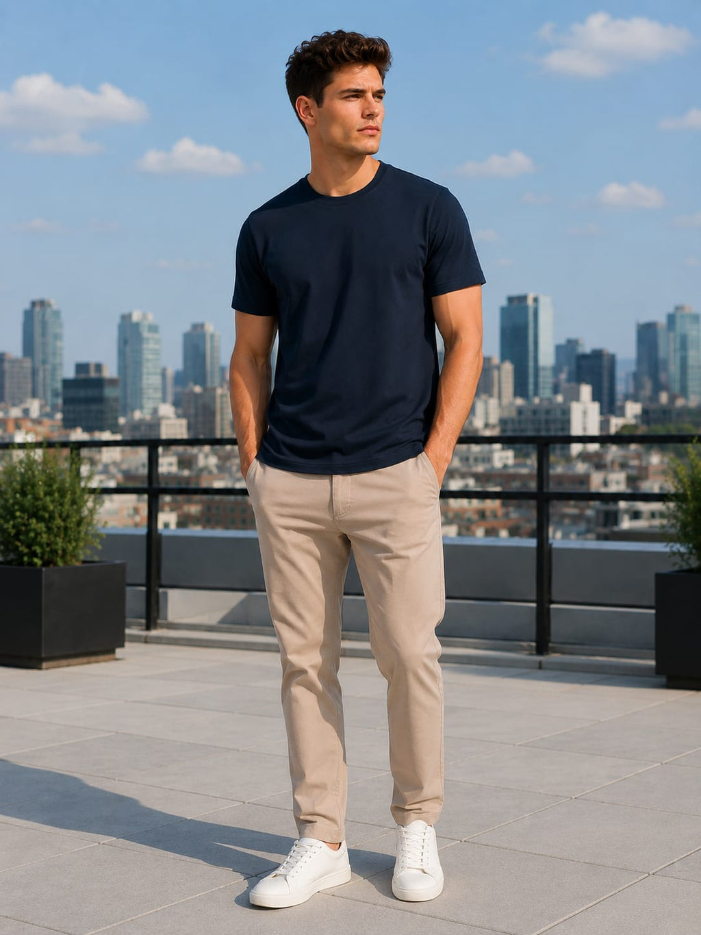Men's Premium Supima Cotton Navy Blue T-Shirt