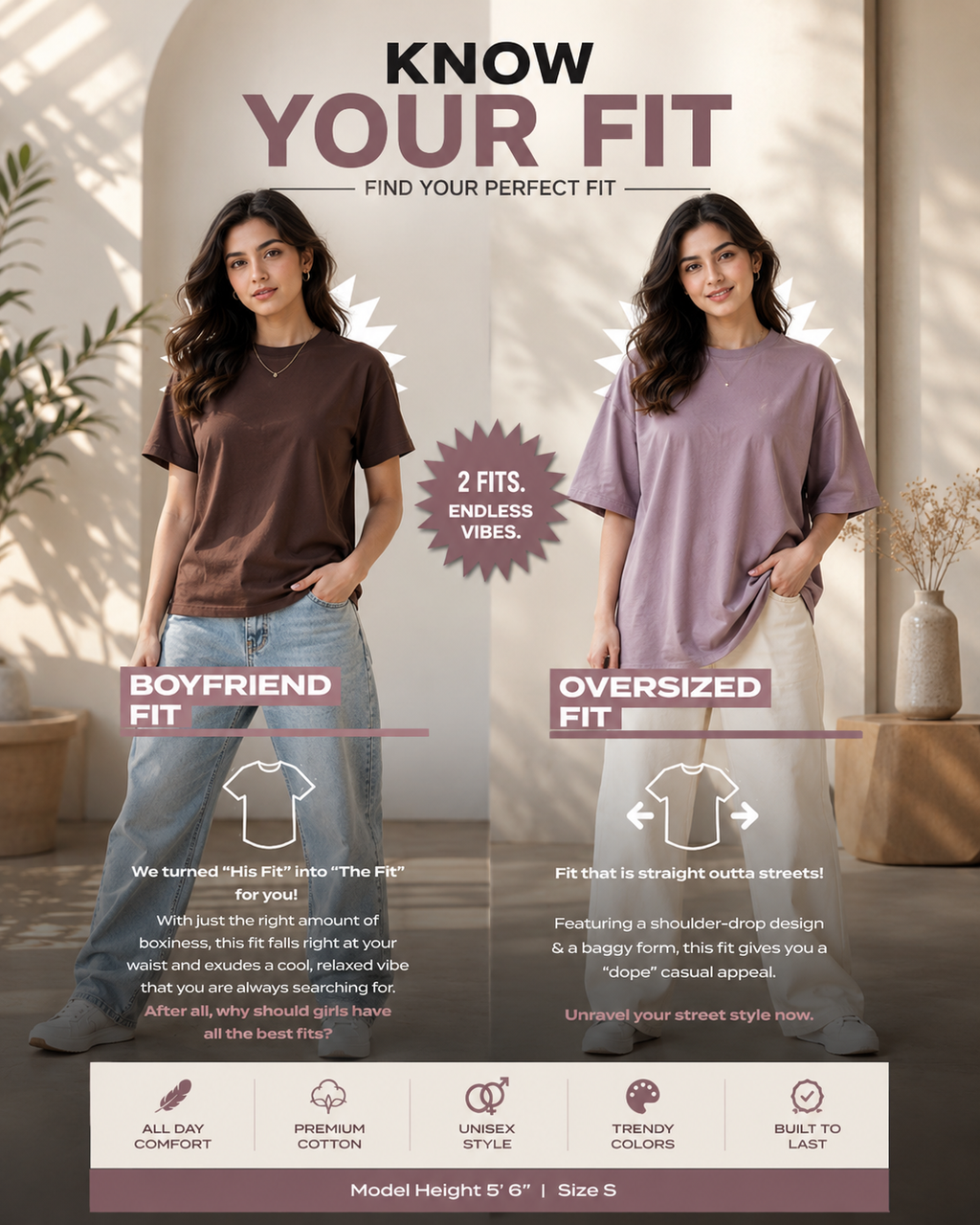 Women's Lavender Plain Oversized T-Shirt.