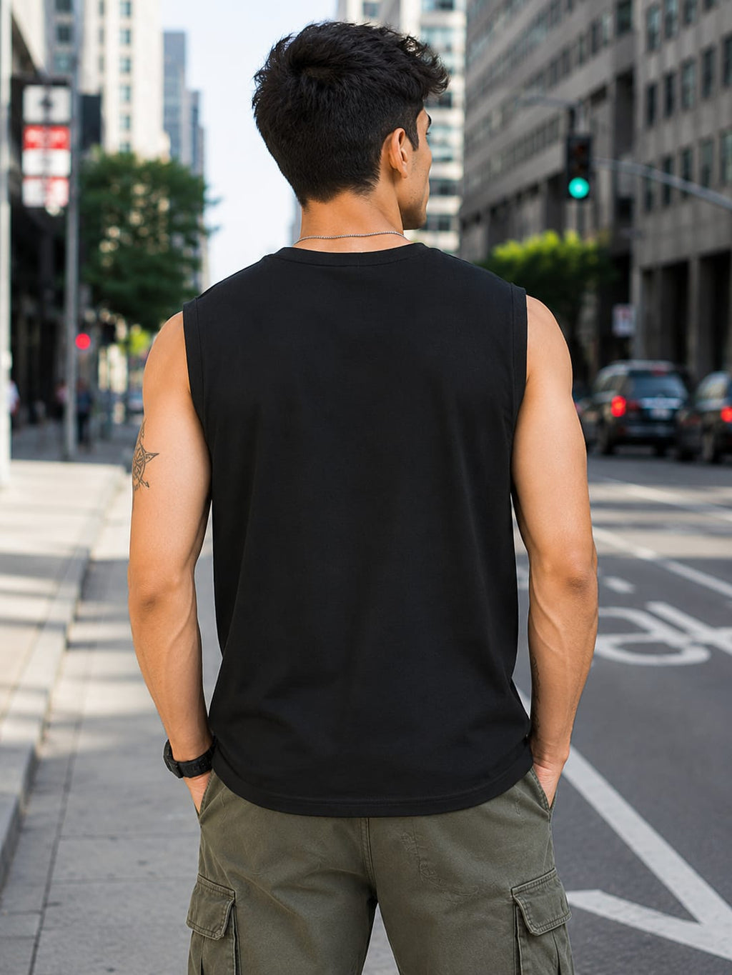 Men's Premium Black Sleeveless T-Shirt