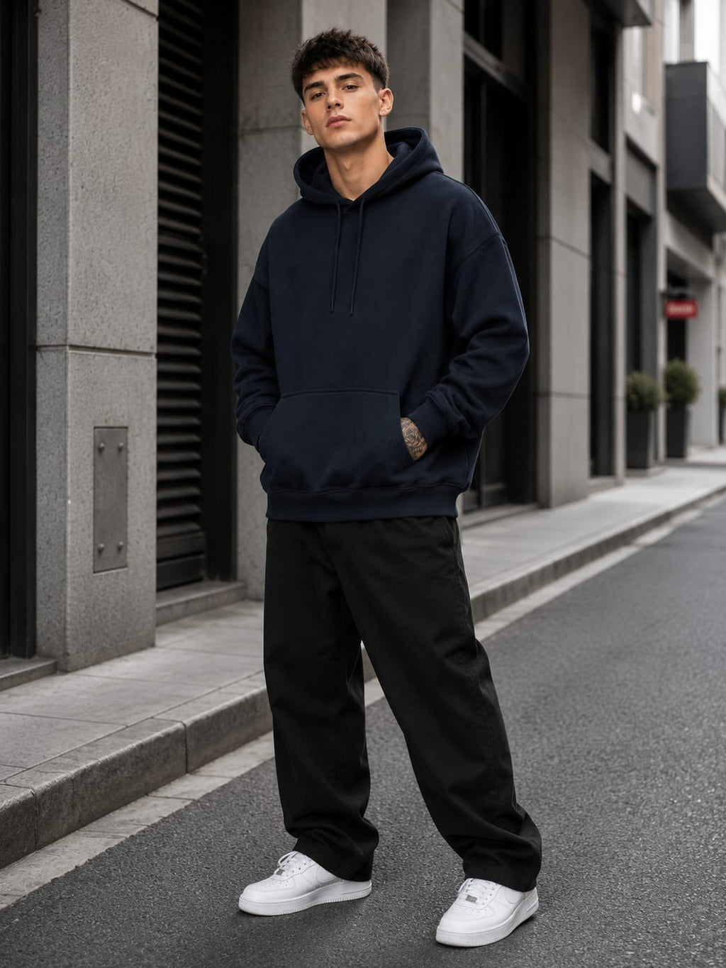 Men's Navy Blue Oversized Hoodies