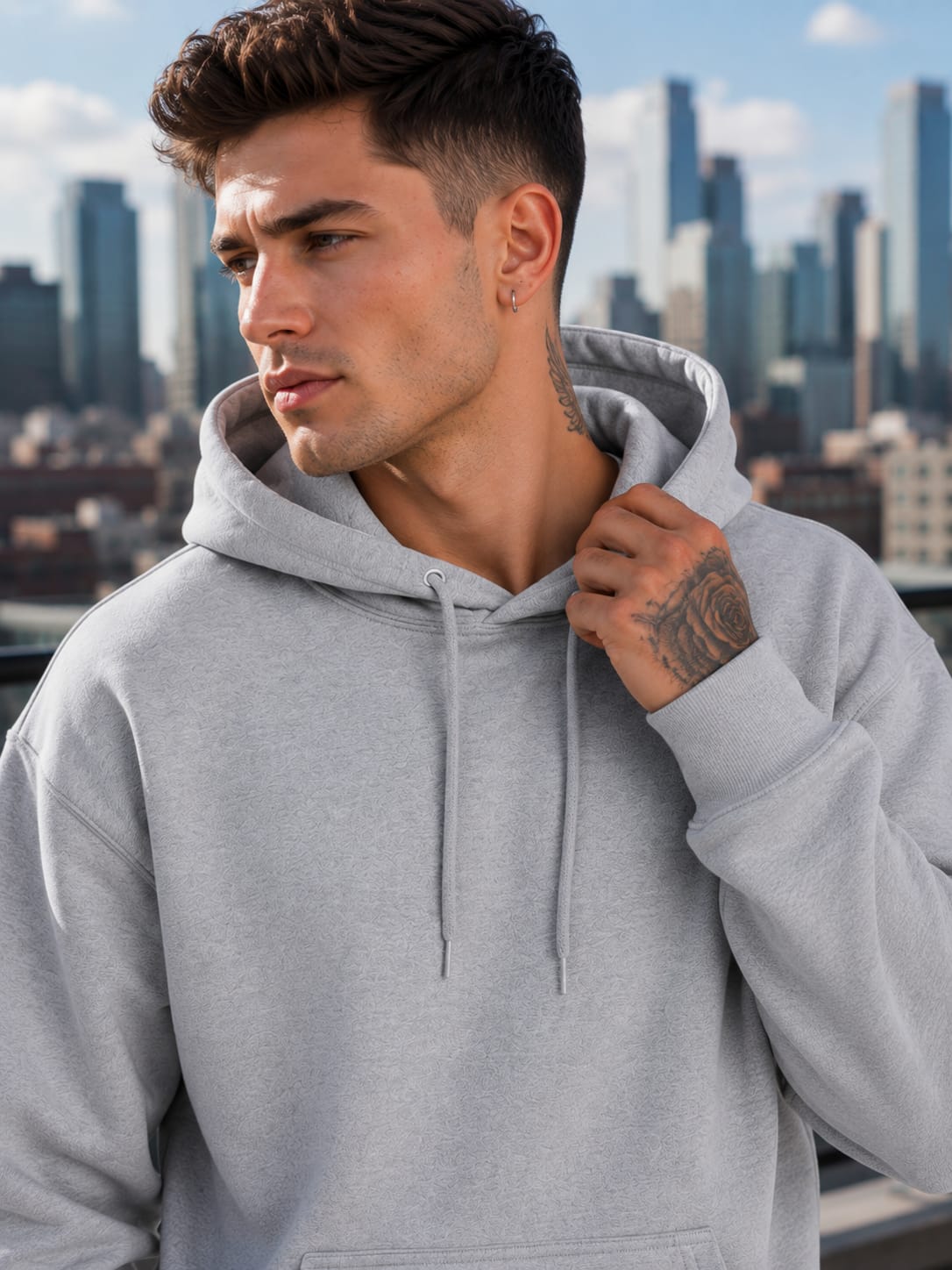 Men's Grey Melange Hoodie