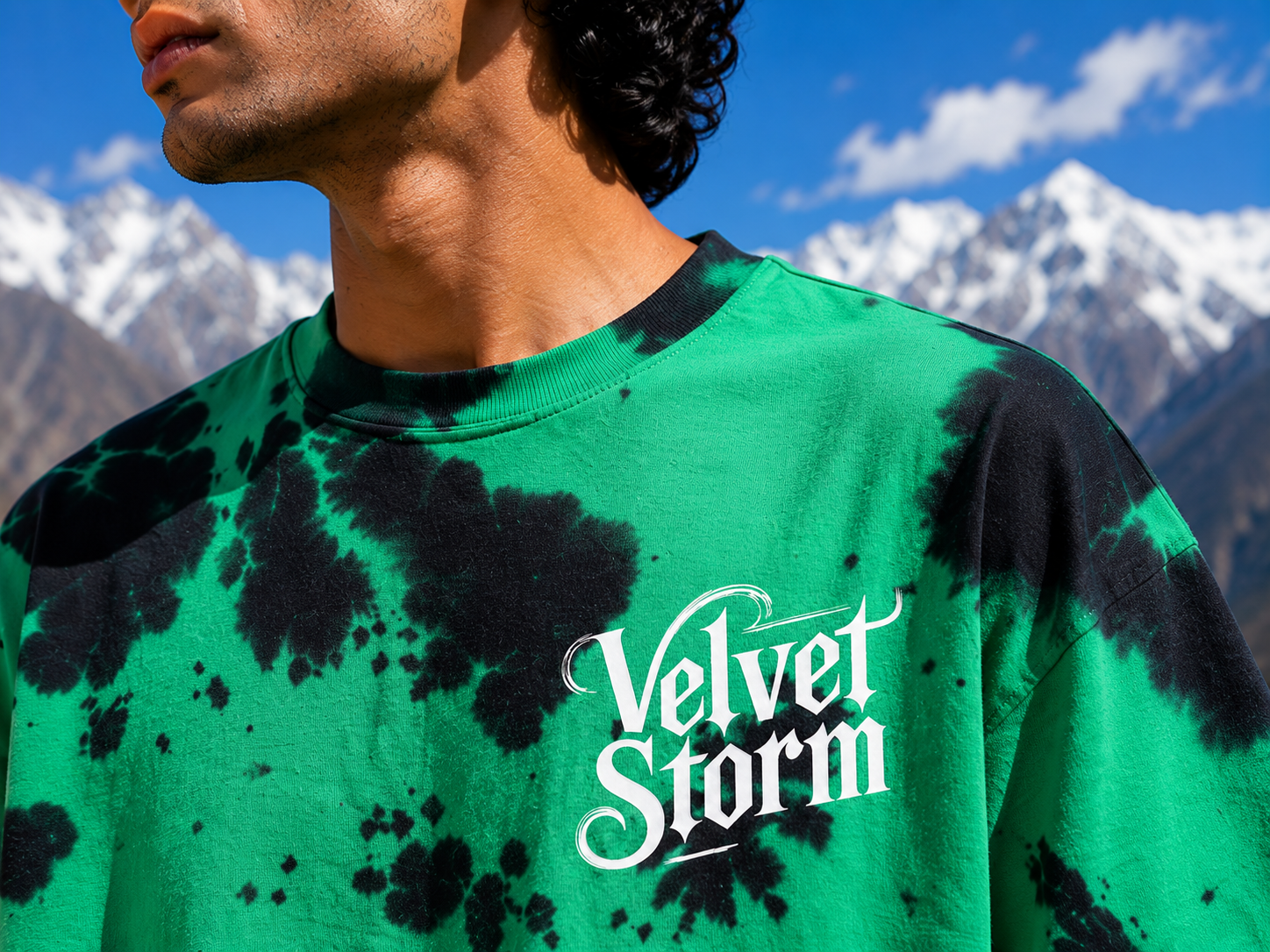 Men's Green Black Oversized T-shirt