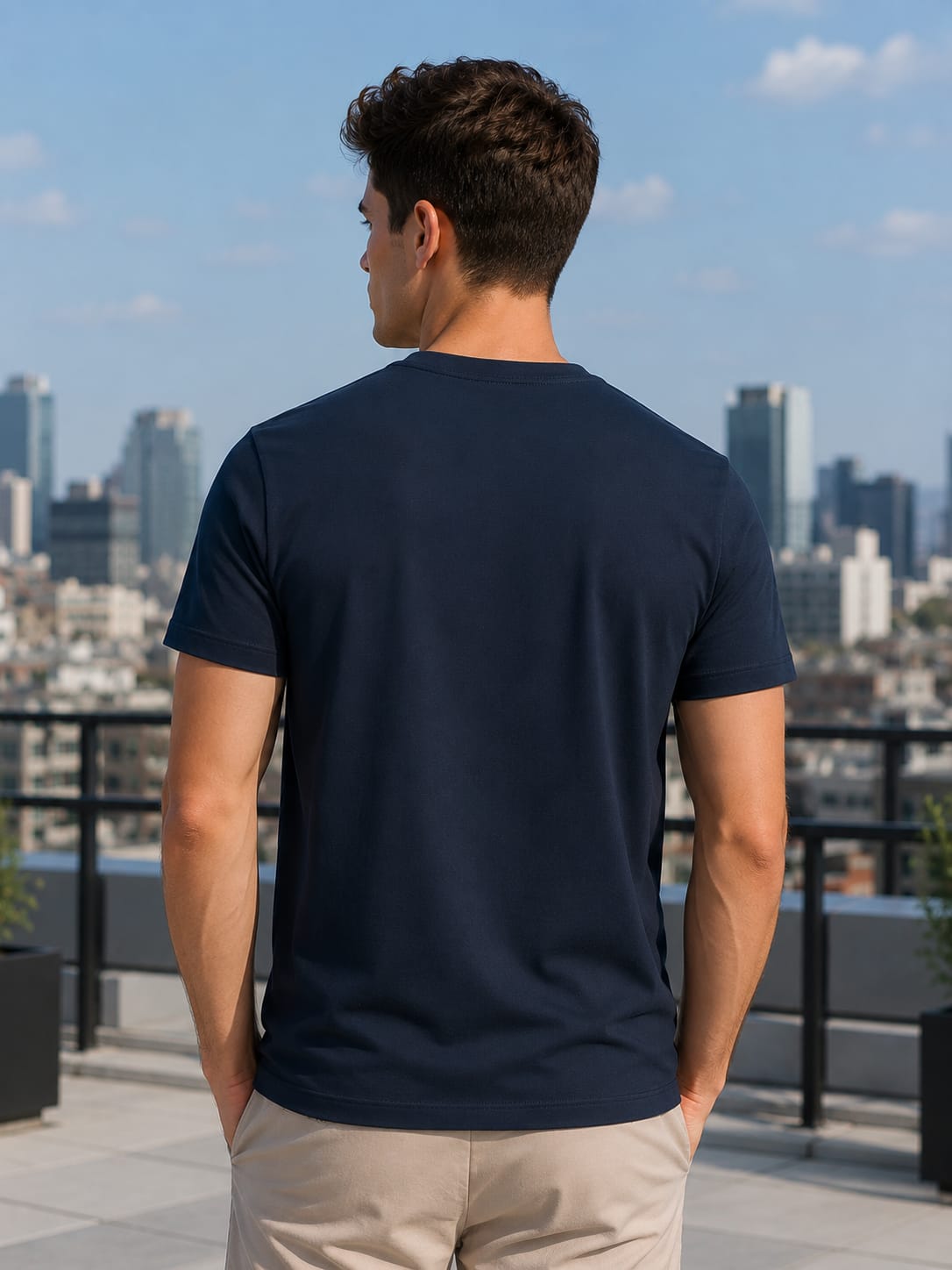 Men's Premium Supima Cotton Navy Blue T-Shirt