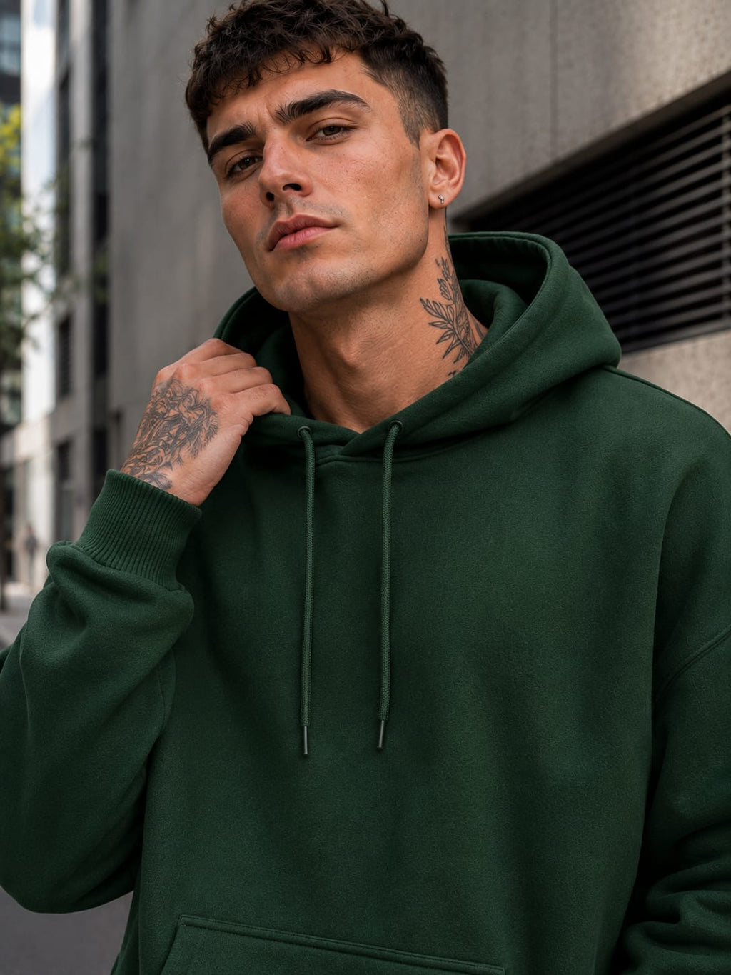 Men's Bottle Green  Oversized Hoodie
