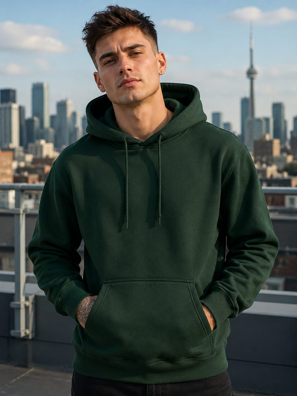 Men's Bottle Green Hoodie