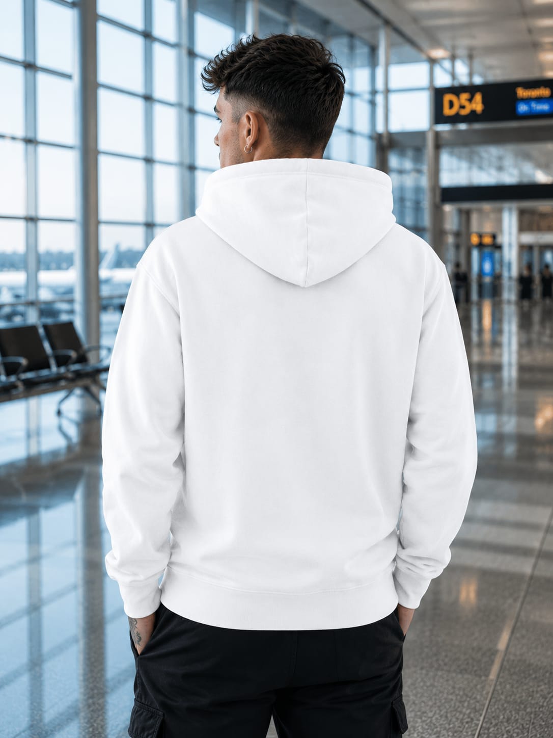 Men's White Full-Zip Hoodie