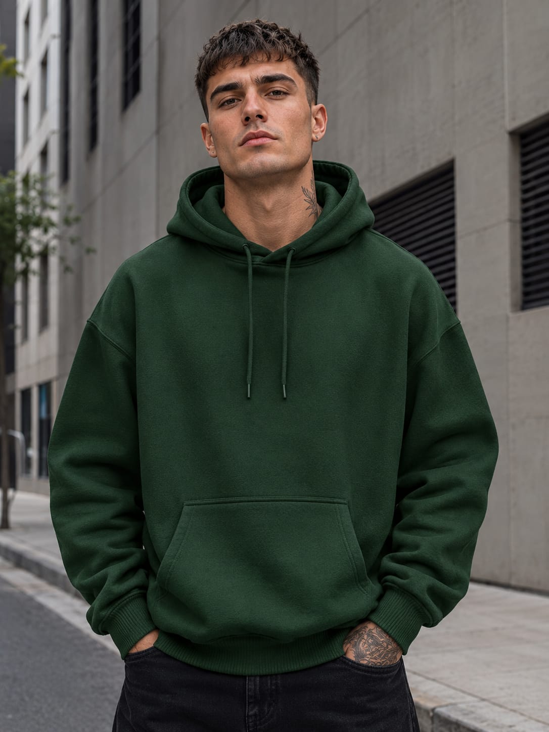 Men's Bottle Green  Oversized Hoodie