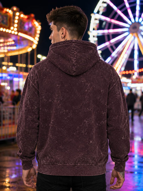 Men's Acid Washed Maroon Hoodie