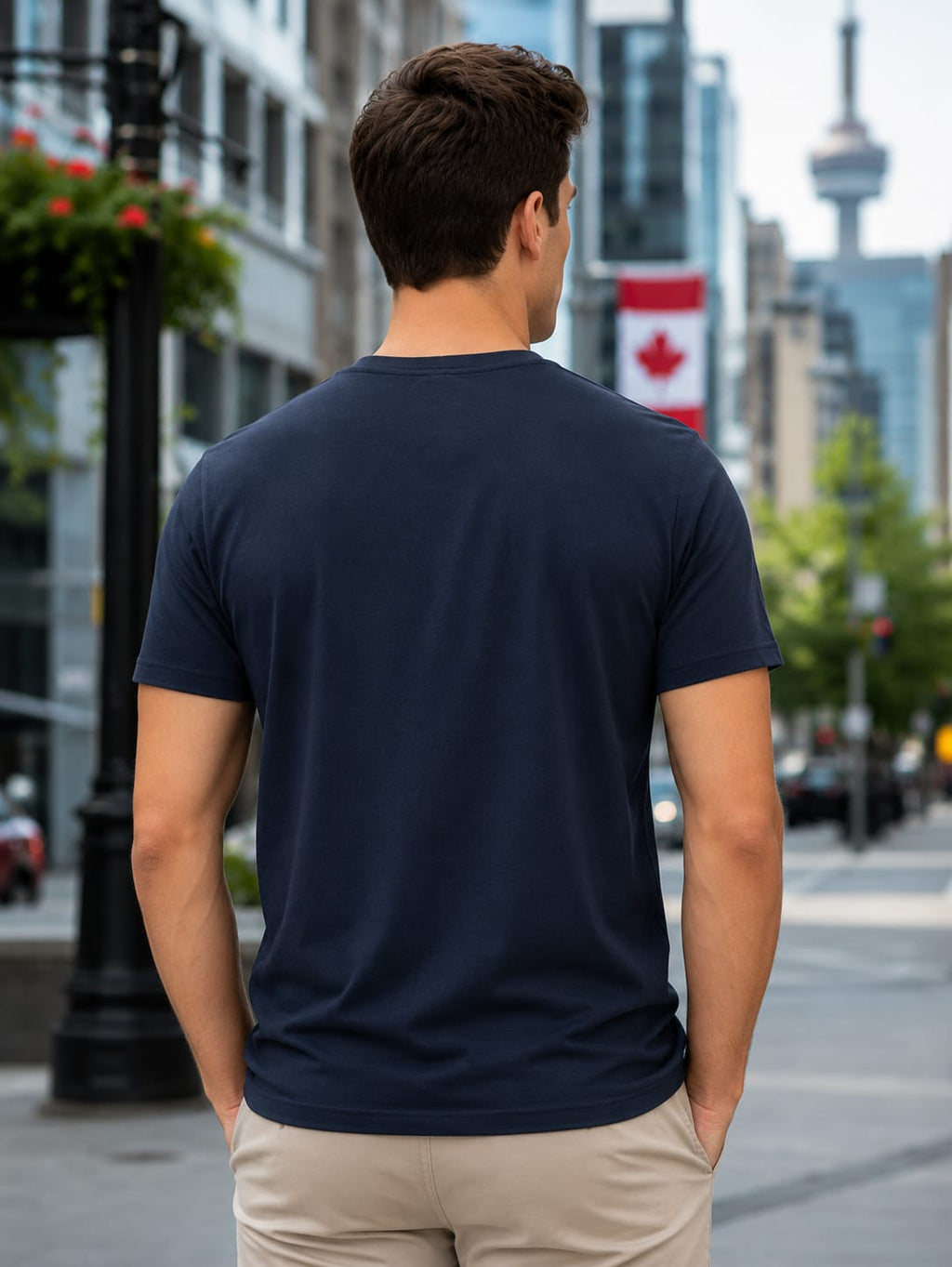 Men's Premium Navy Blue V Neck T-Shirt