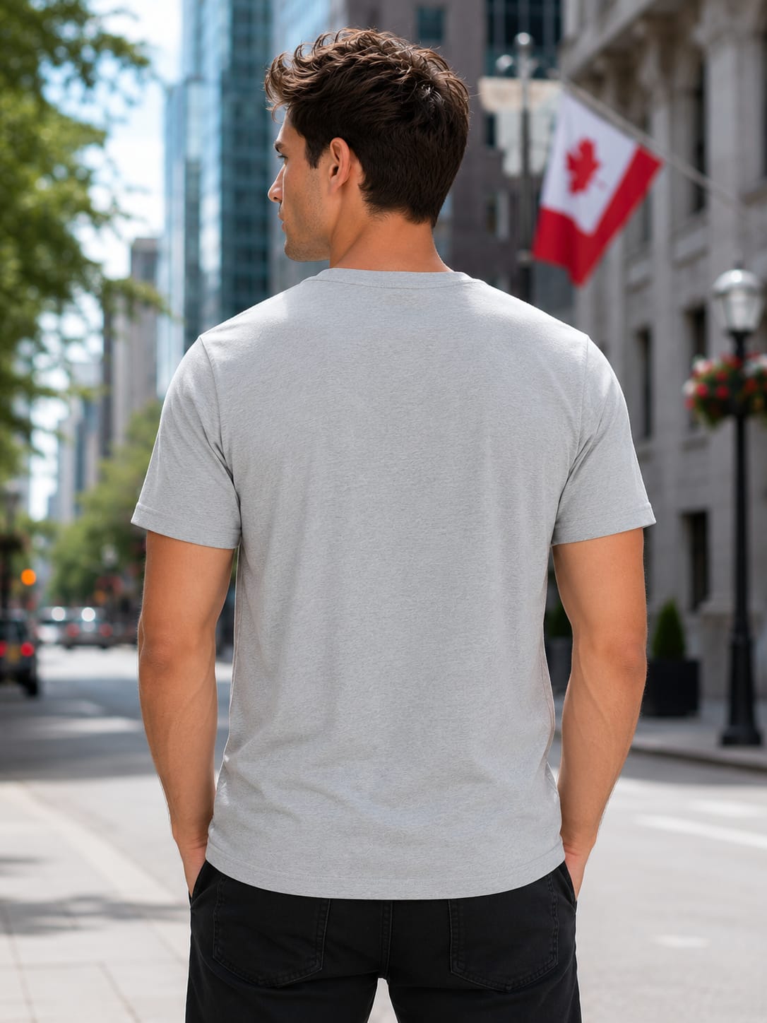 Men's Premium Grey Melange V Neck T-Shirt
