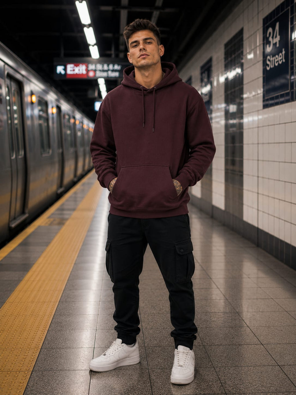 Men's Maroon Hoodies.
