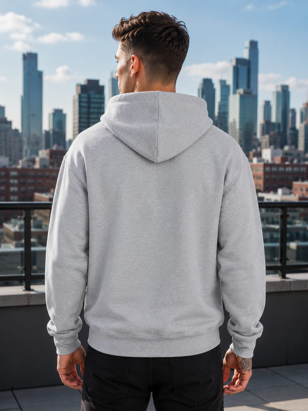 Men's Grey Melange Hoodie