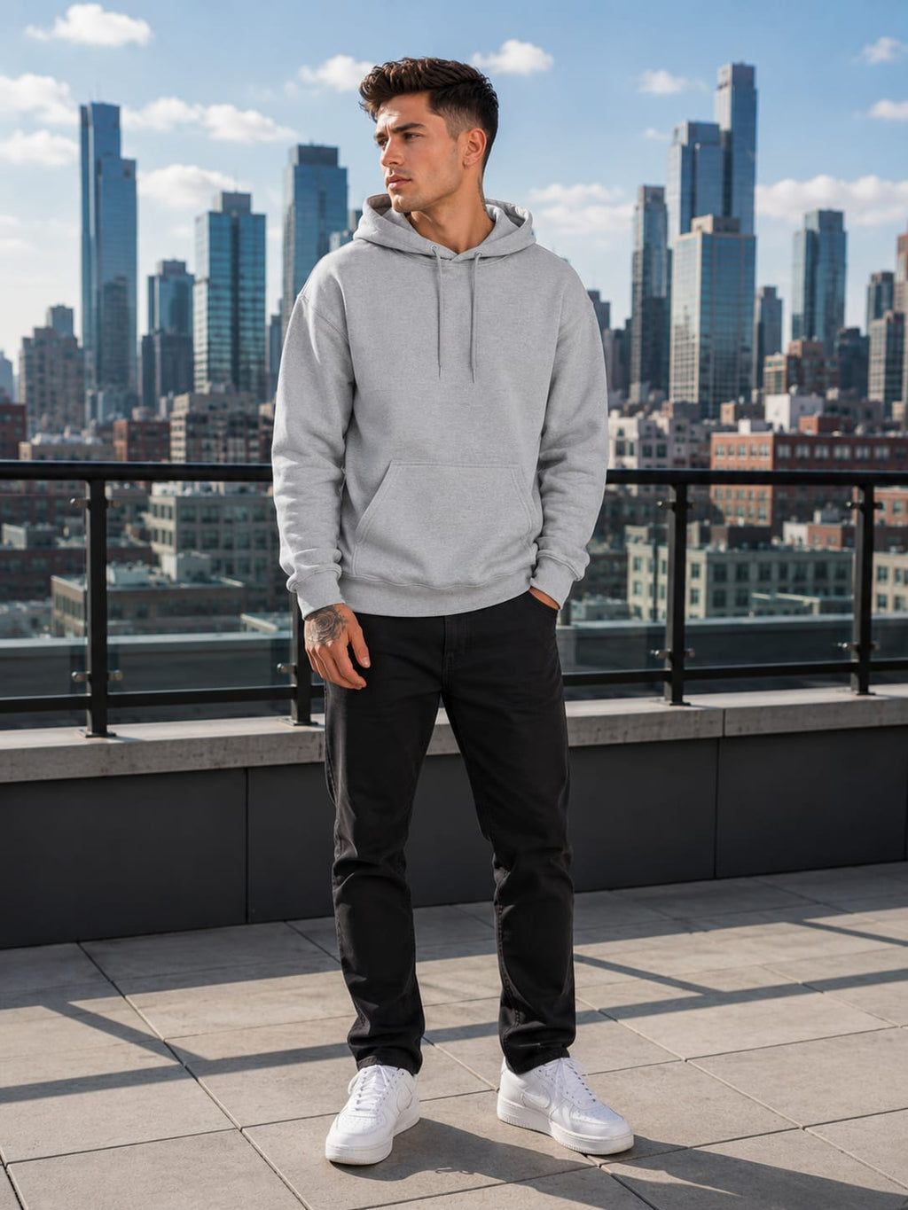 Men's Grey Melange Hoodie