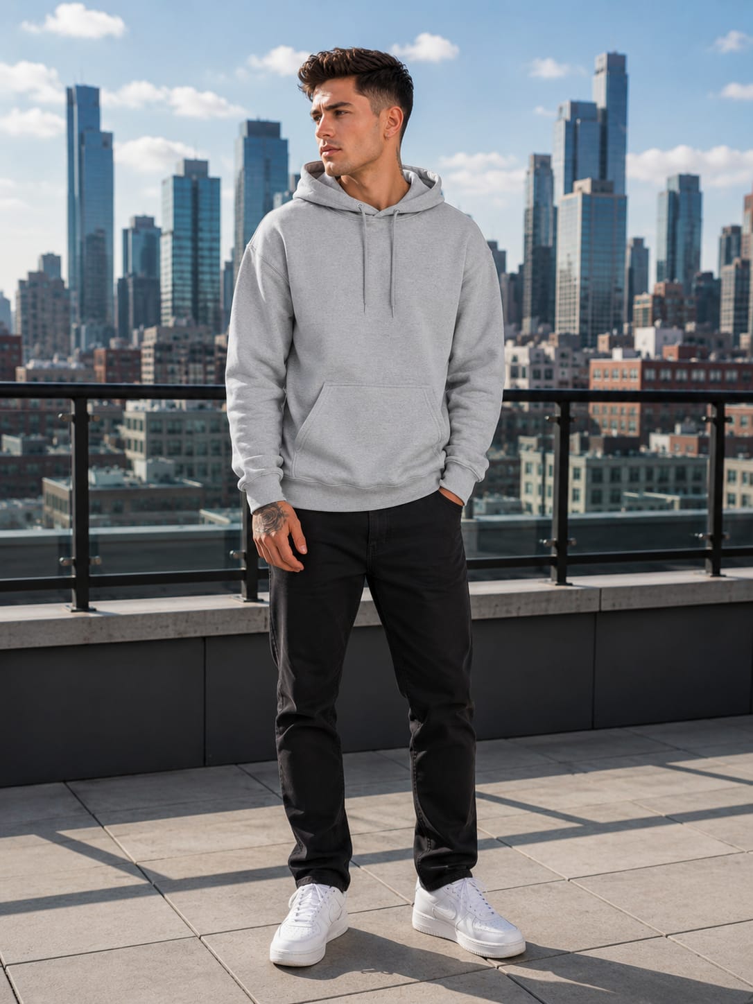 Men's Grey Melange Hoodie