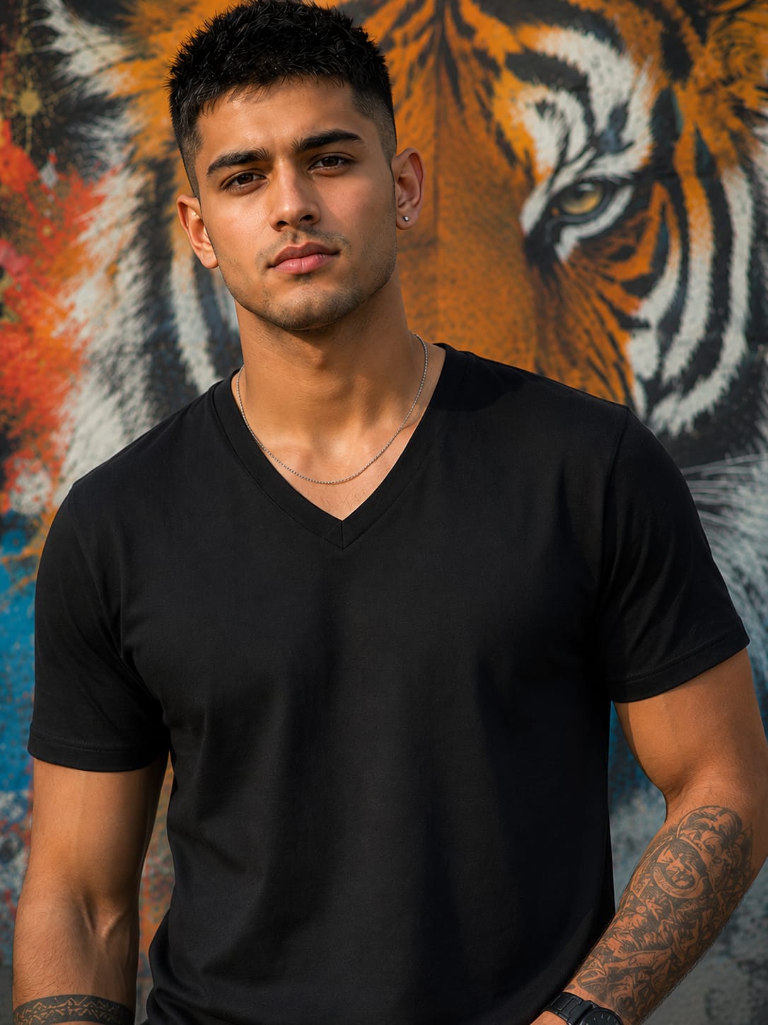 Men's Premium Black V-Neck T-Shirt