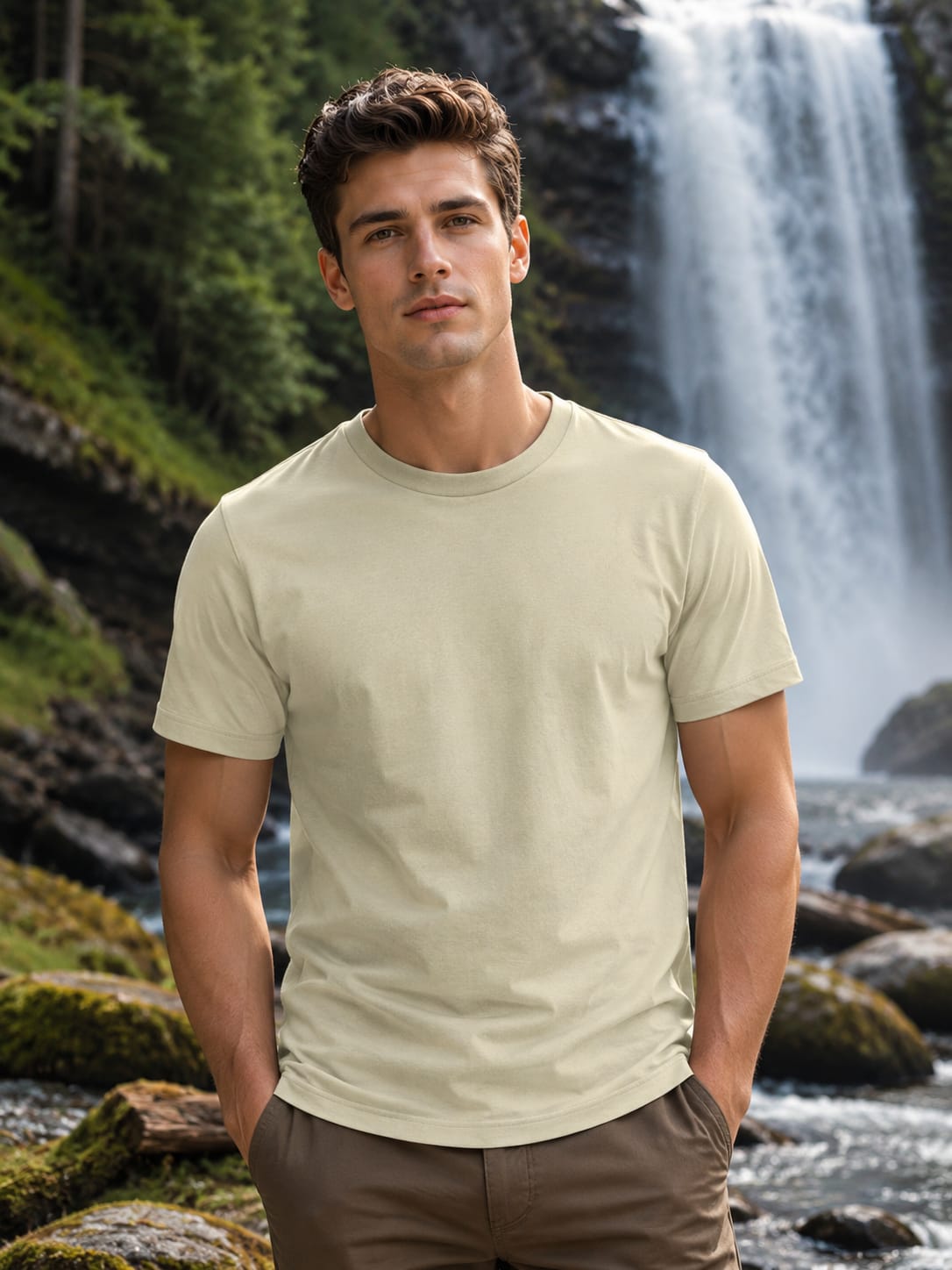 Men's Premium Supima Cotton Beige T-Shirt