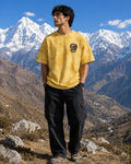 Men's Yellow Minimalist Printed Oversized T-Shirt