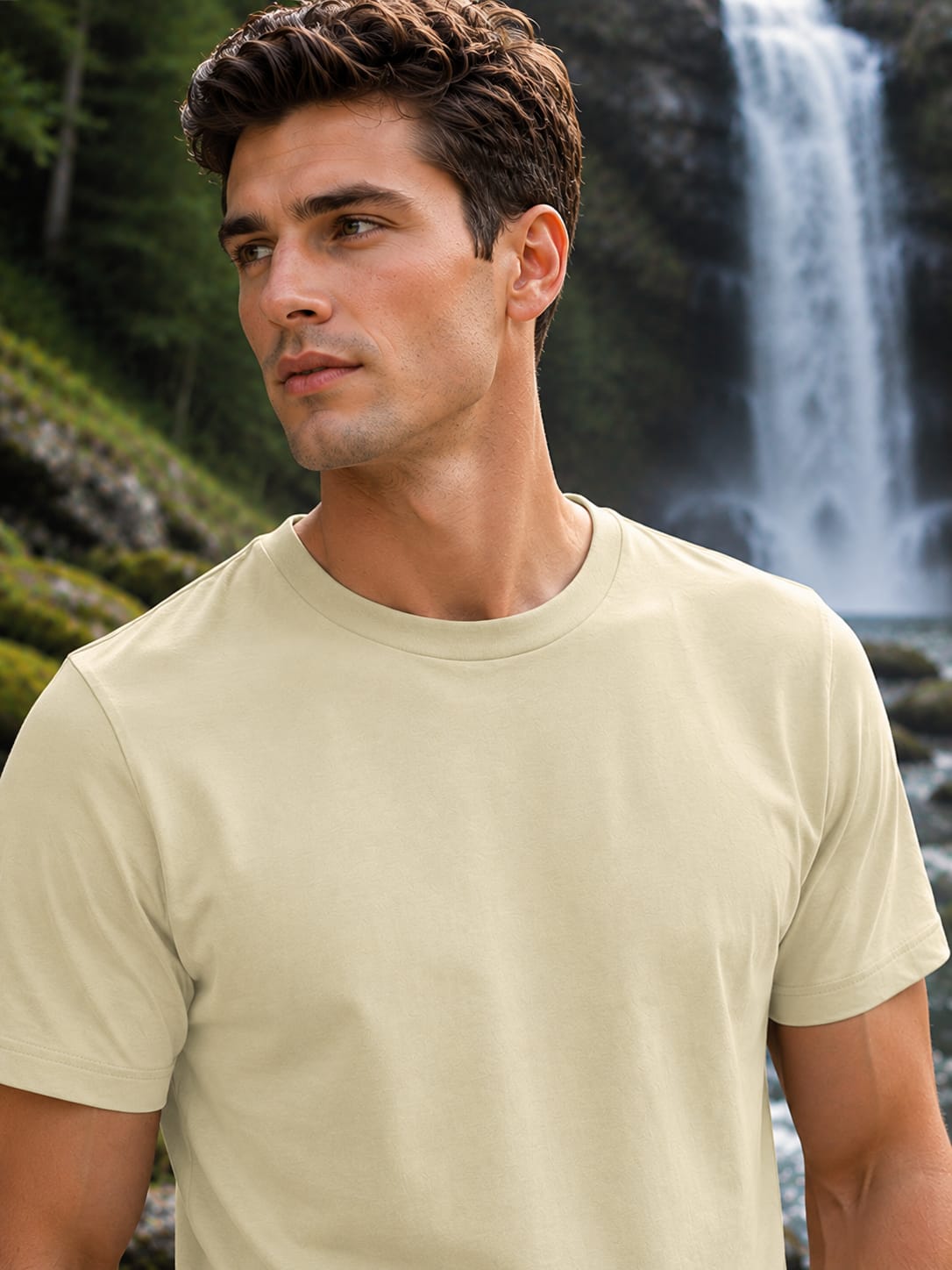 Men's Premium Supima Cotton Beige T-Shirt