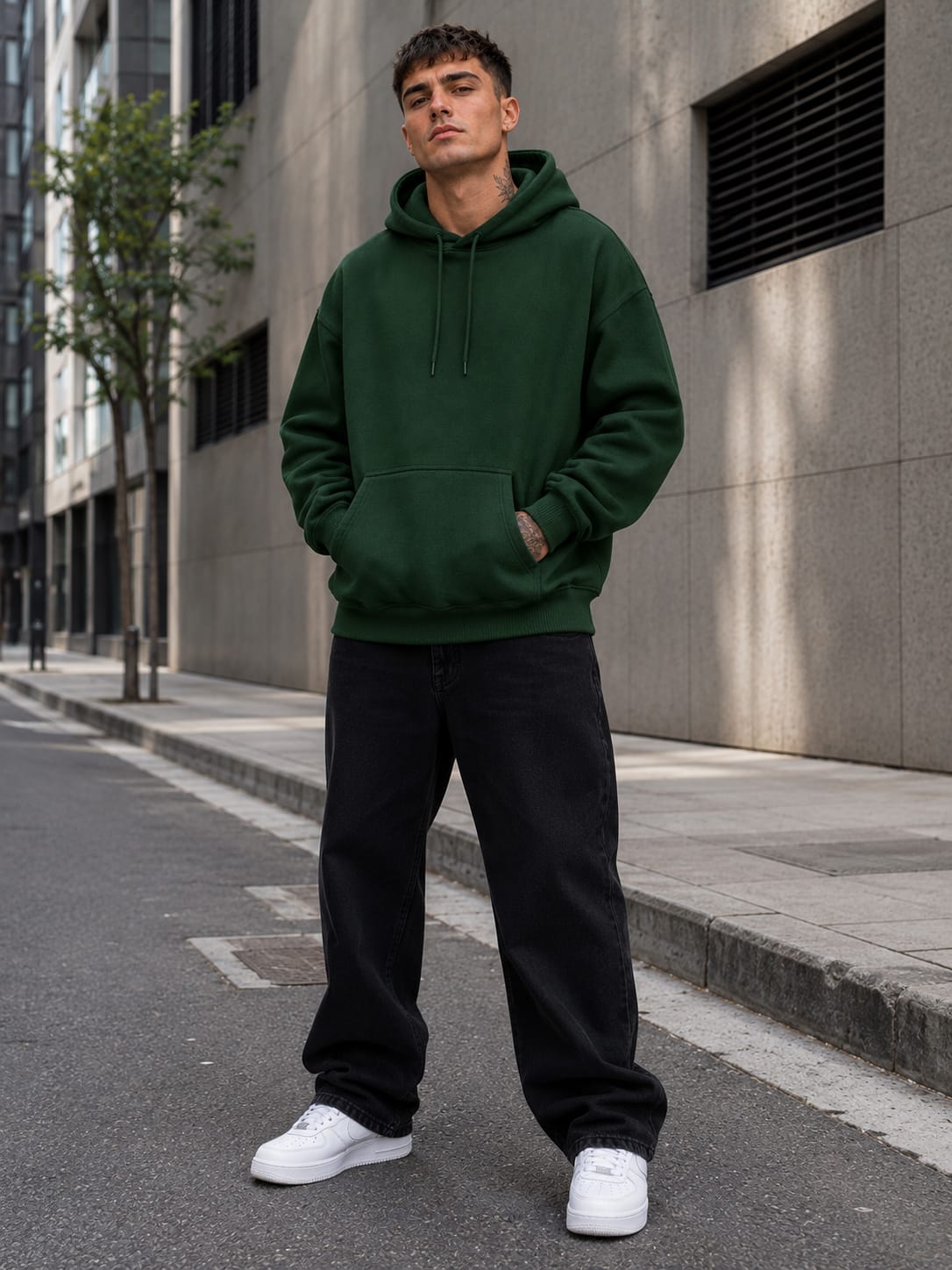Men's Bottle Green  Oversized Hoodie
