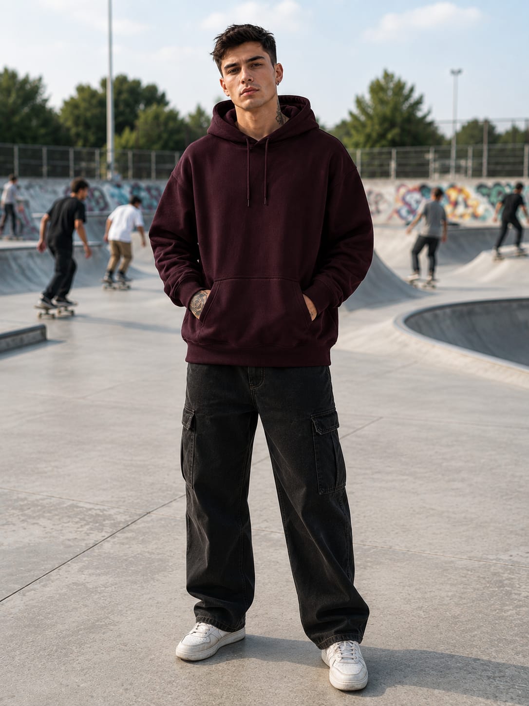 Men's Maroon Oversized Hoodie