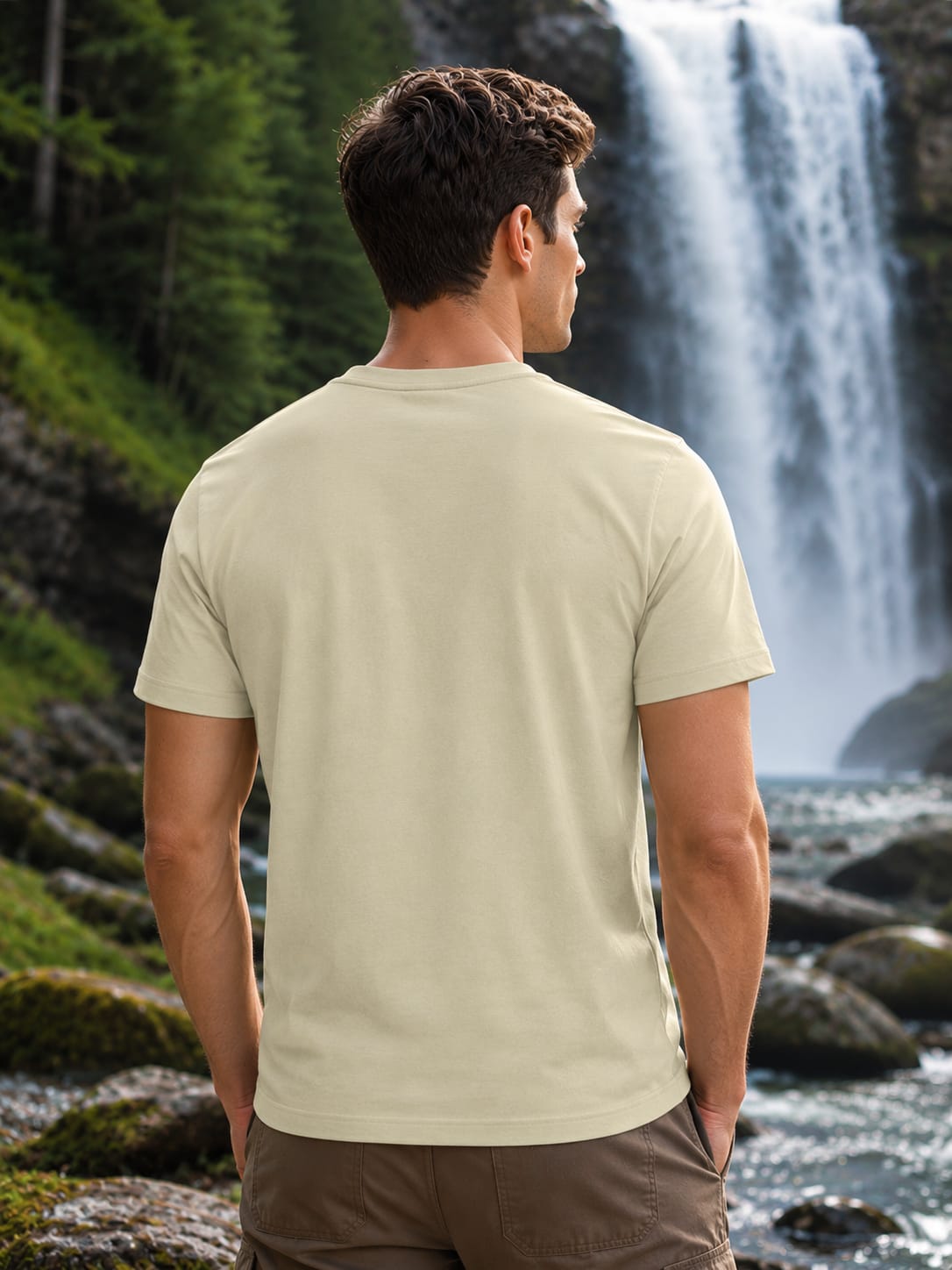 Men's Premium Supima Cotton Beige T-Shirt