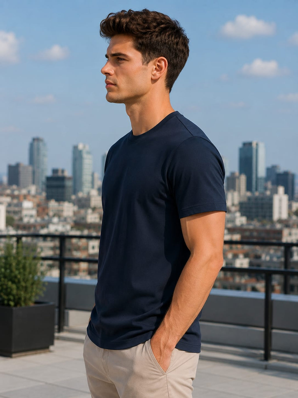 Men's Premium Supima Cotton Navy Blue T-Shirt