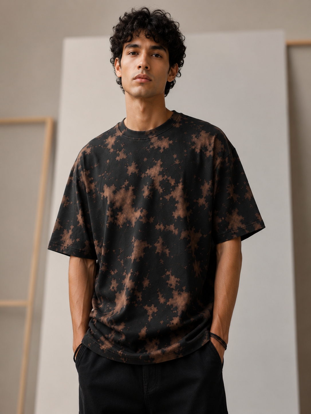 Men's Brown Plain Oversized T-shirt