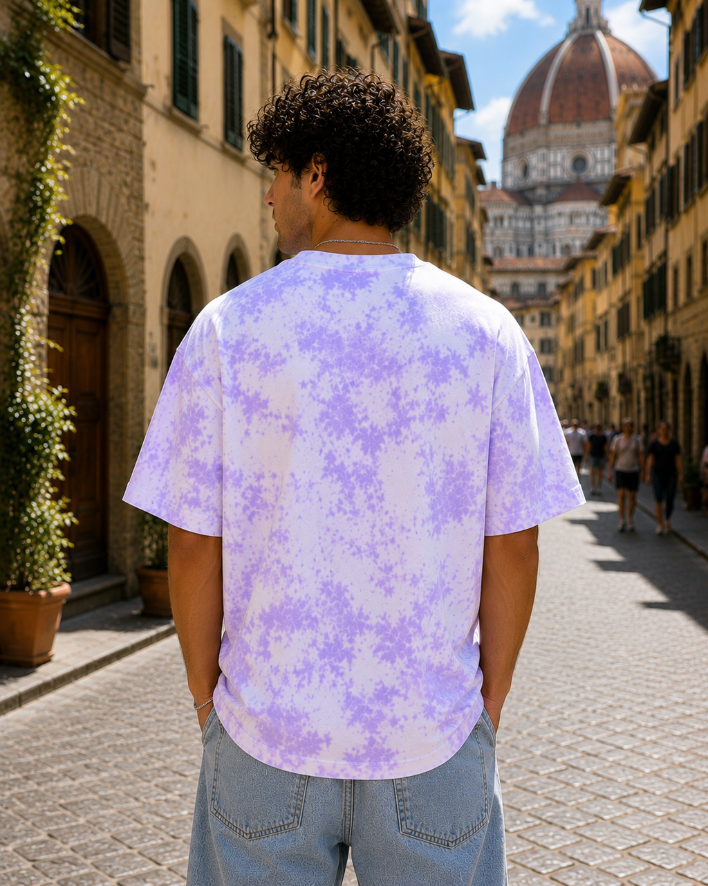 Men's White Lavender Oversized T-shirt