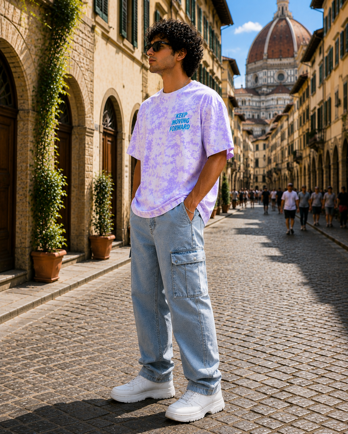 Men's White Lavender Oversized T-shirt