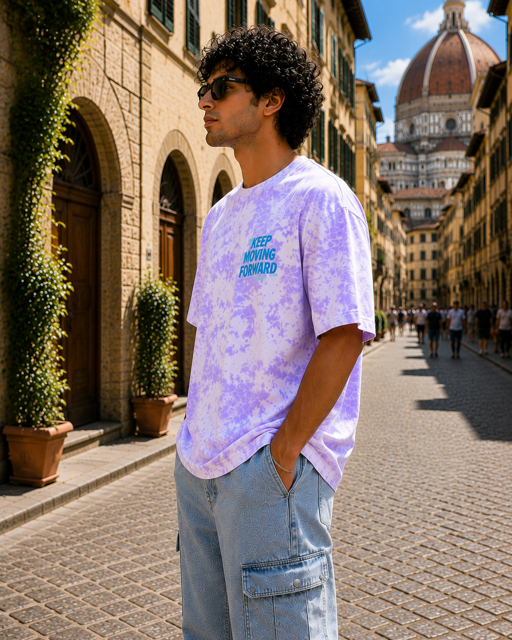 Men's White Lavender Oversized T-shirt