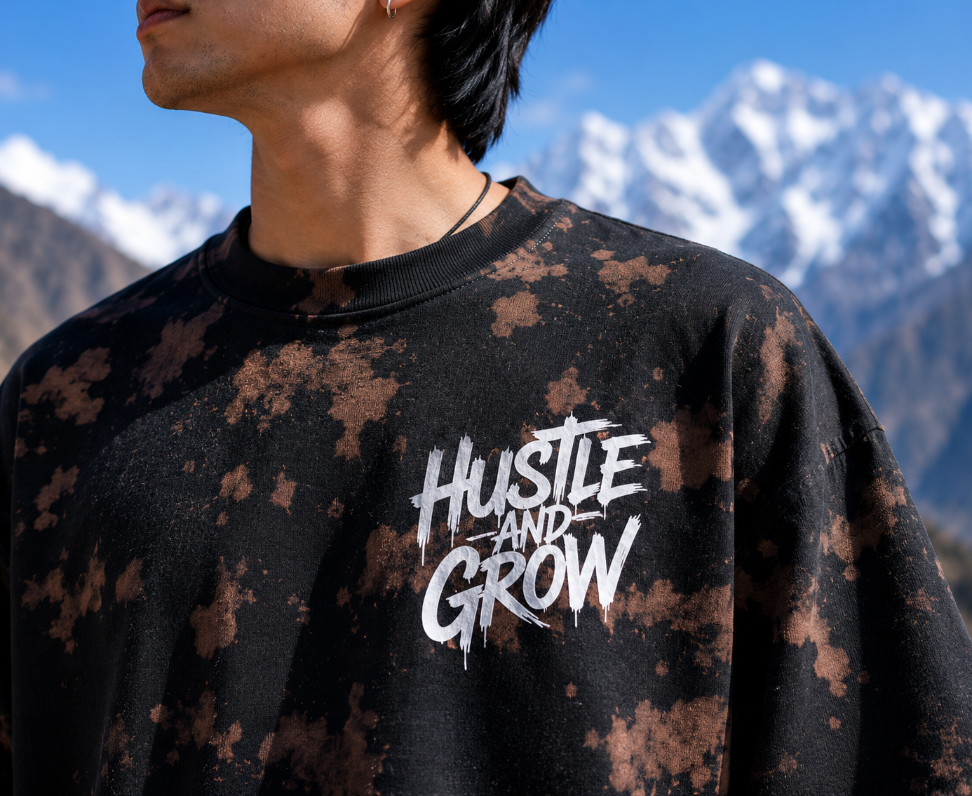 Men's Brown Black Oversized T-shirt