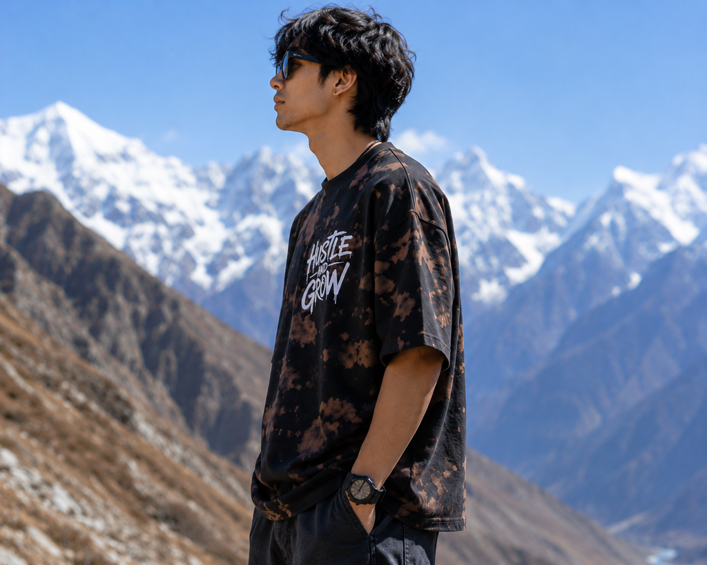 Men's Brown Black Oversized T-shirt