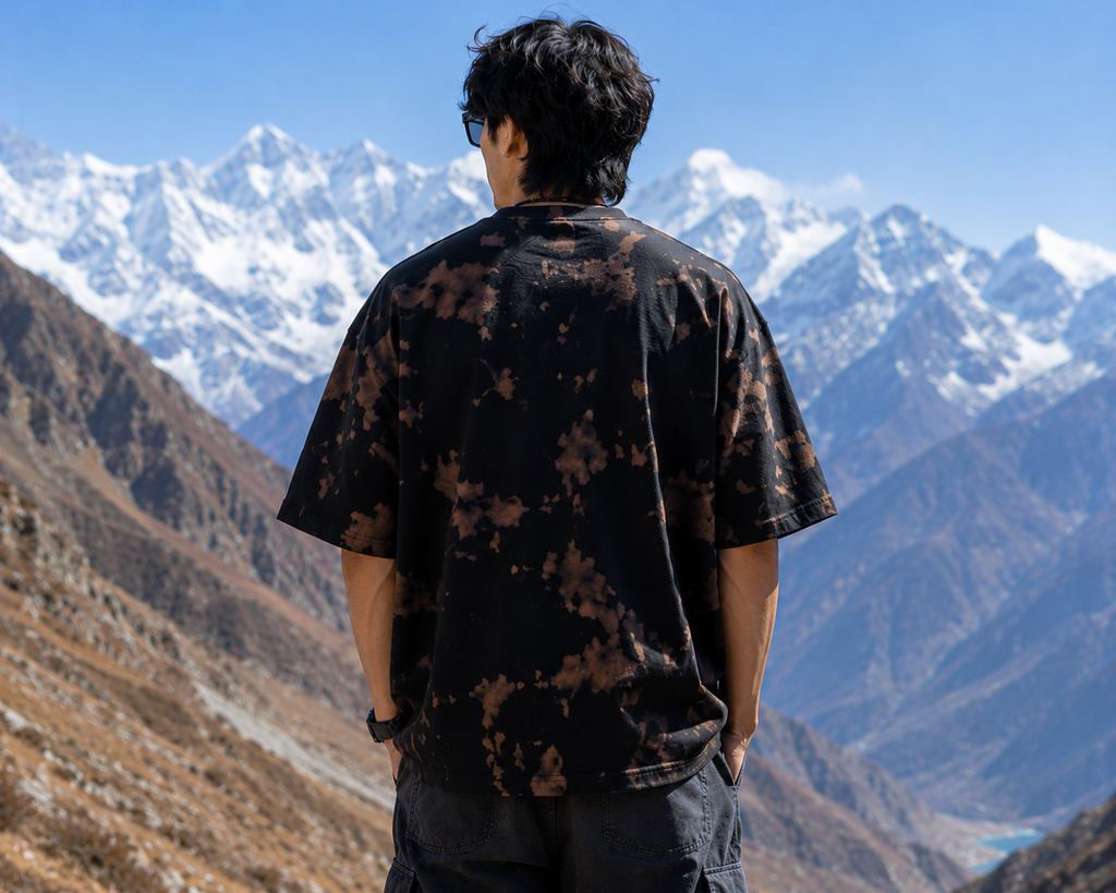 Men's Brown Black Oversized T-shirt