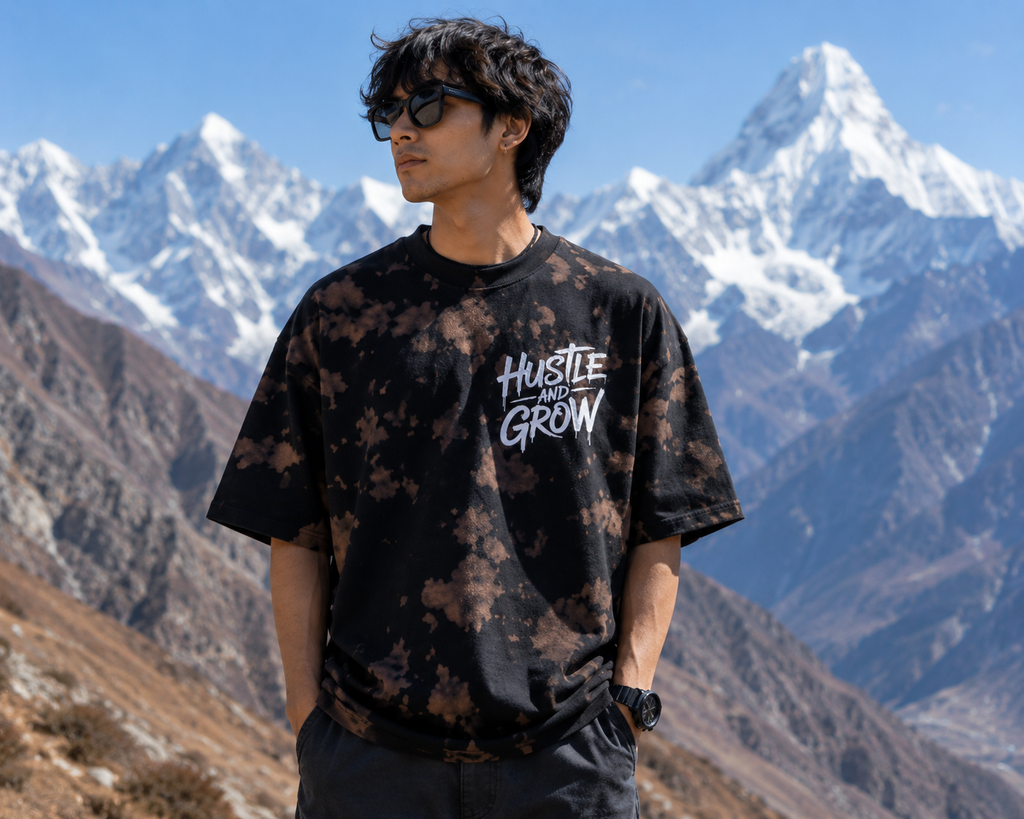 Men's Brown Black Oversized T-shirt