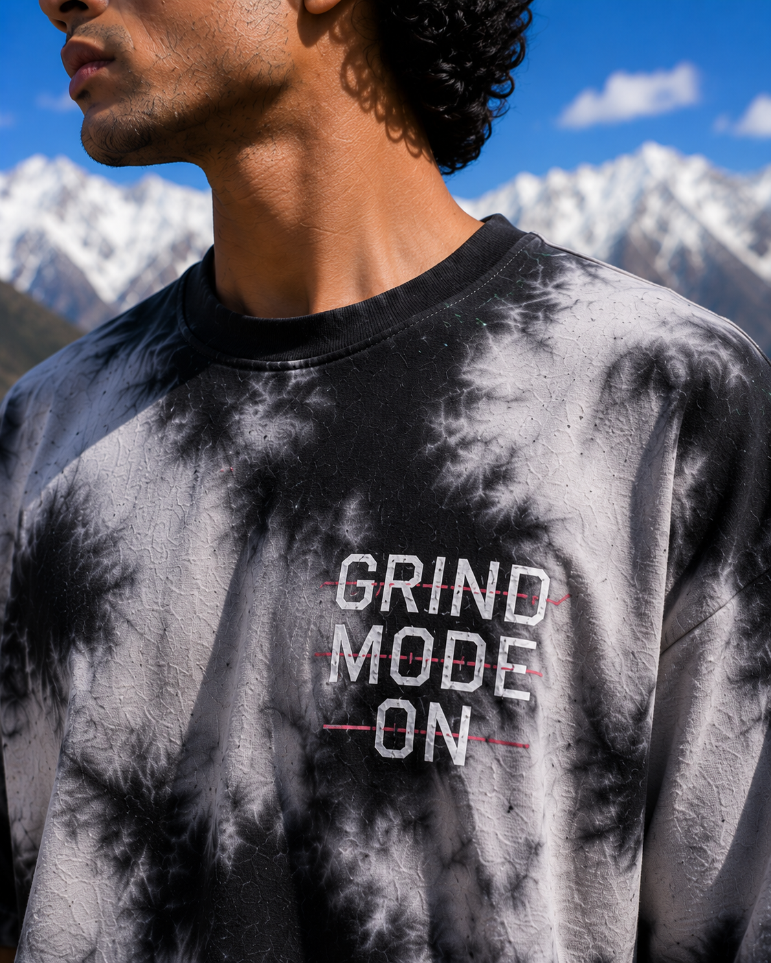 Men's Black Printed Oversized T-shirt