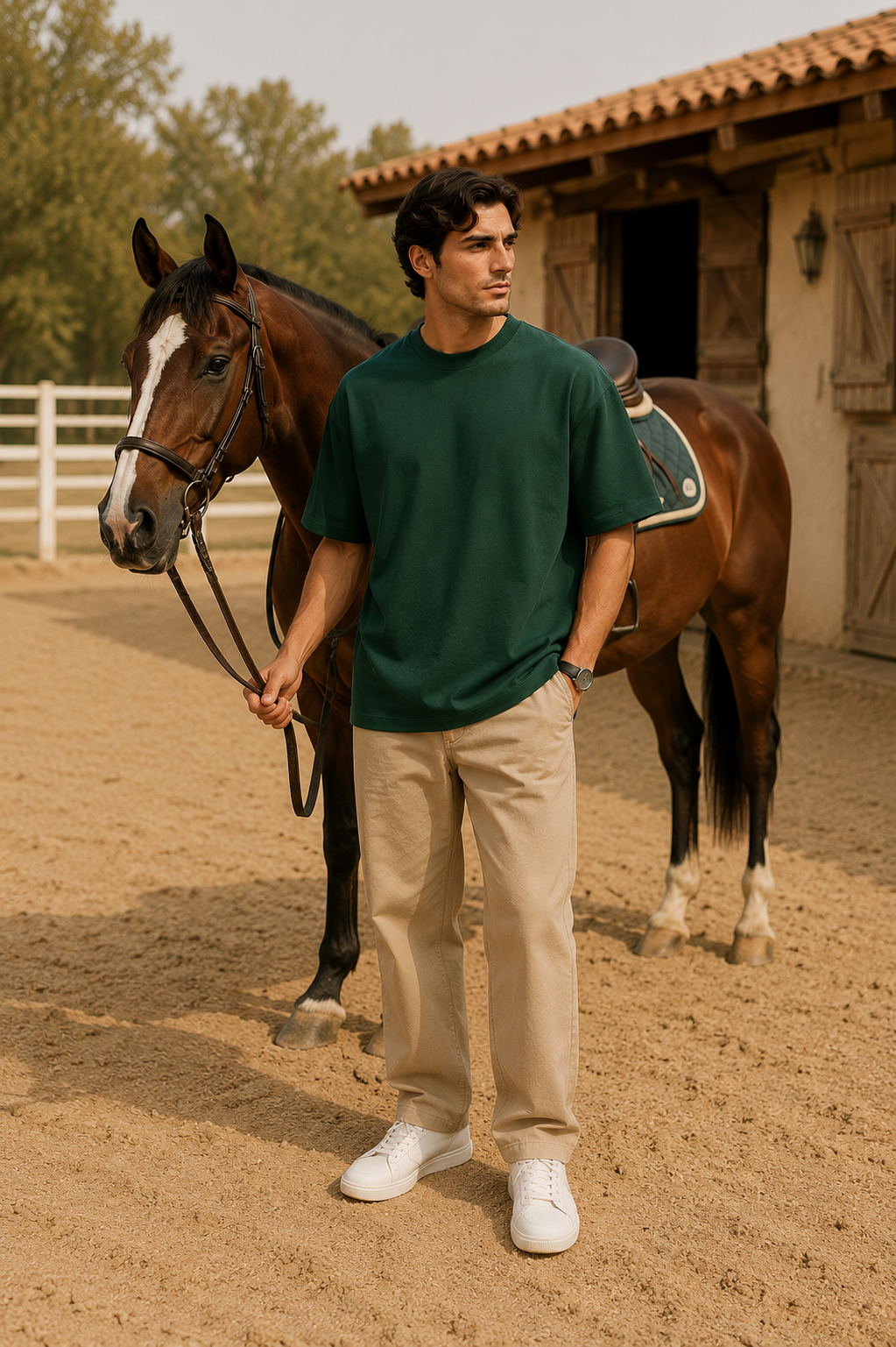 Men's Bottle Green Oversized T-shirt