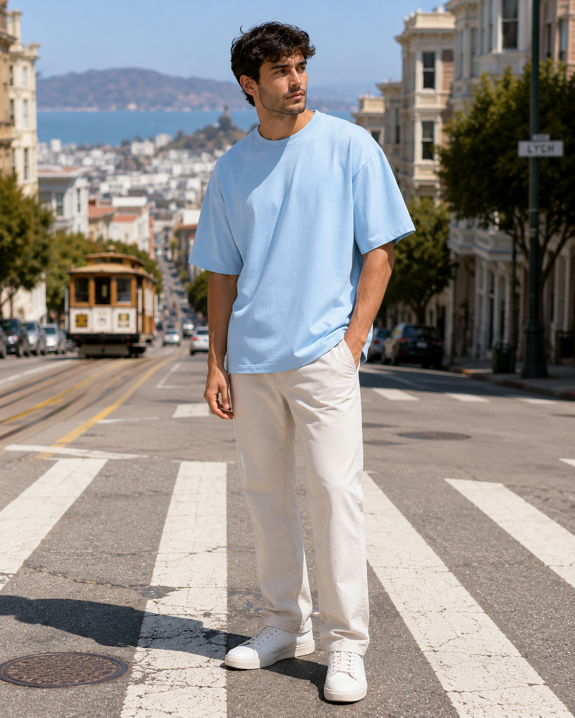 Men's Baby Blue Oversized T-shirt