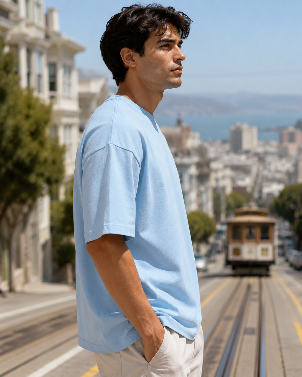 Men's Baby Blue Oversized T-shirt