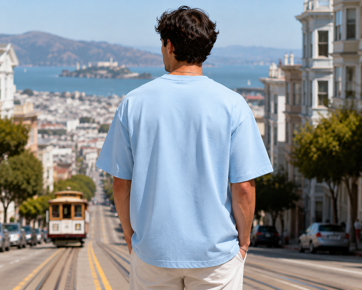 Men's Baby Blue Oversized T-shirt