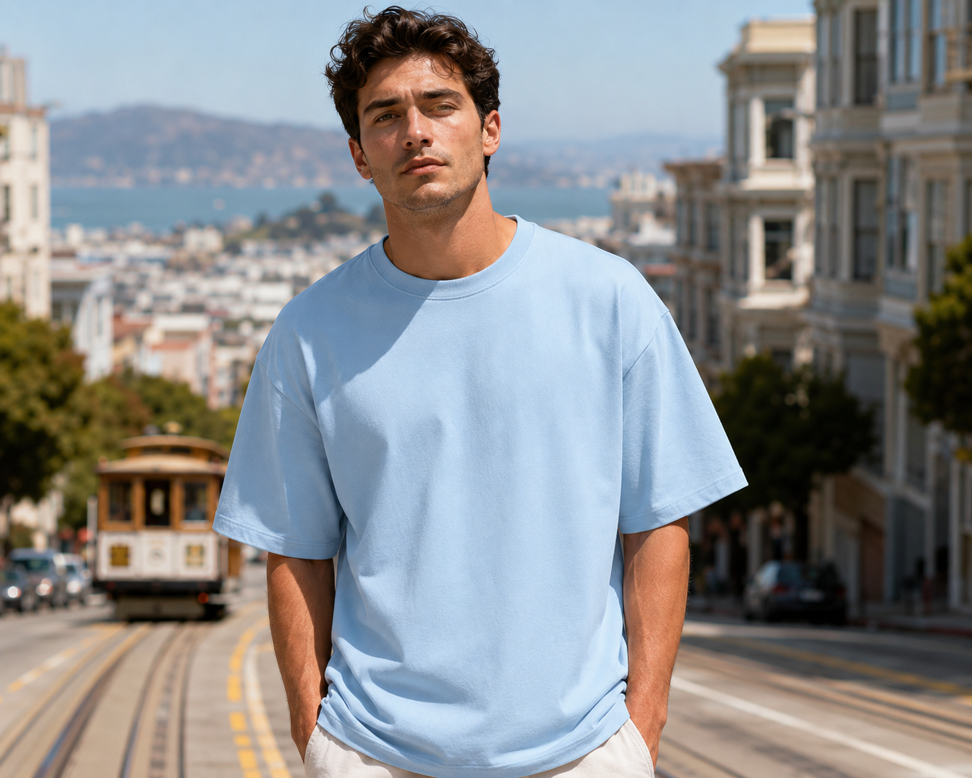 Men's Baby Blue Oversized T-shirt