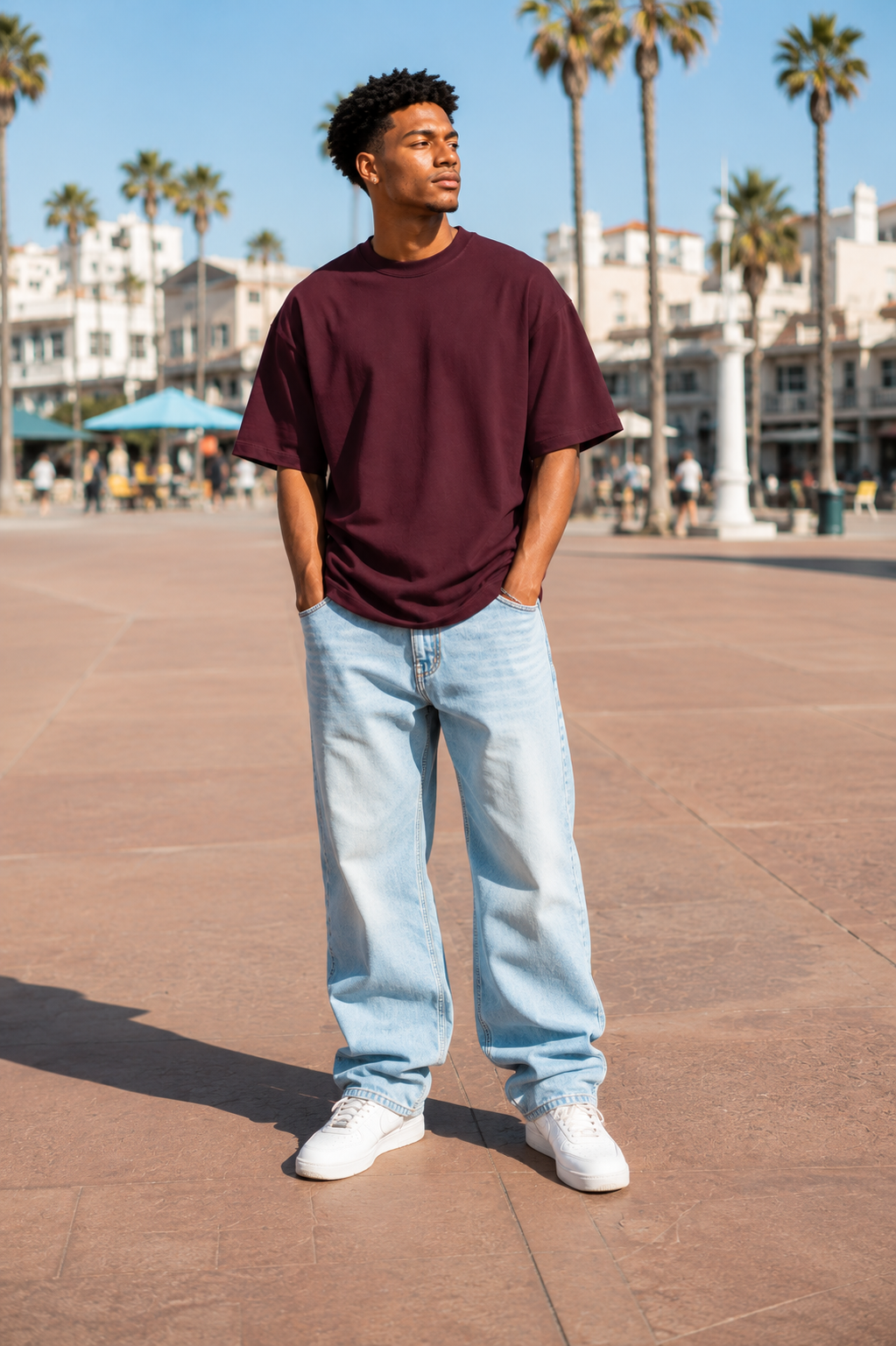 Men's Maroon Oversized T-shirt