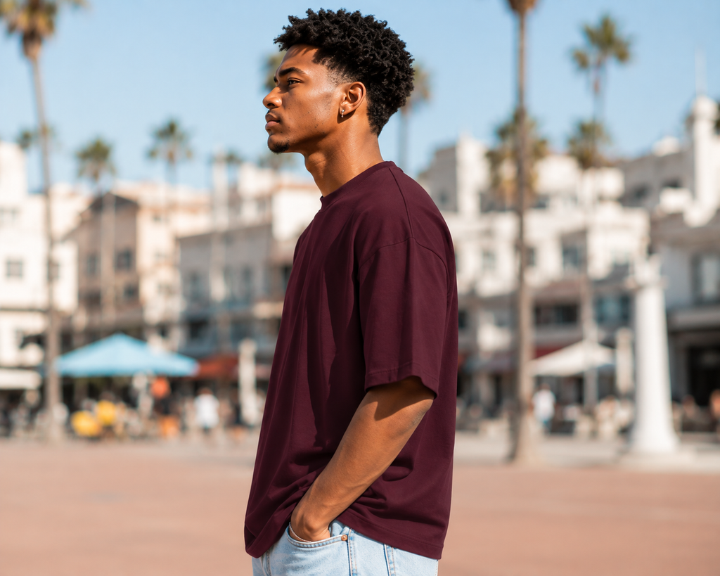 Men's Maroon Oversized T-shirt