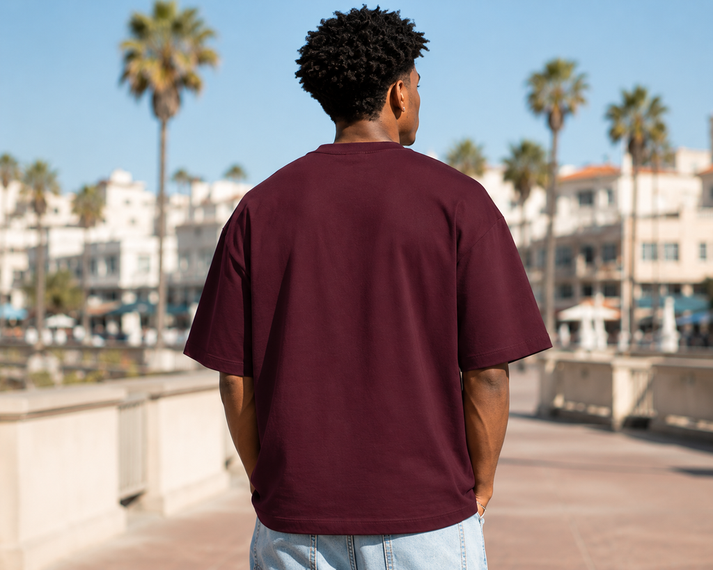 Men's Maroon Oversized T-shirt