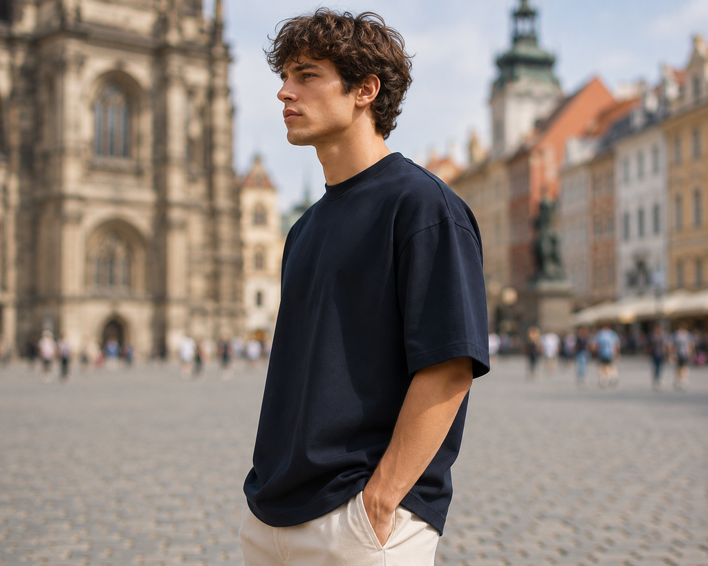 Men's Navy Blue Oversized T-shirt