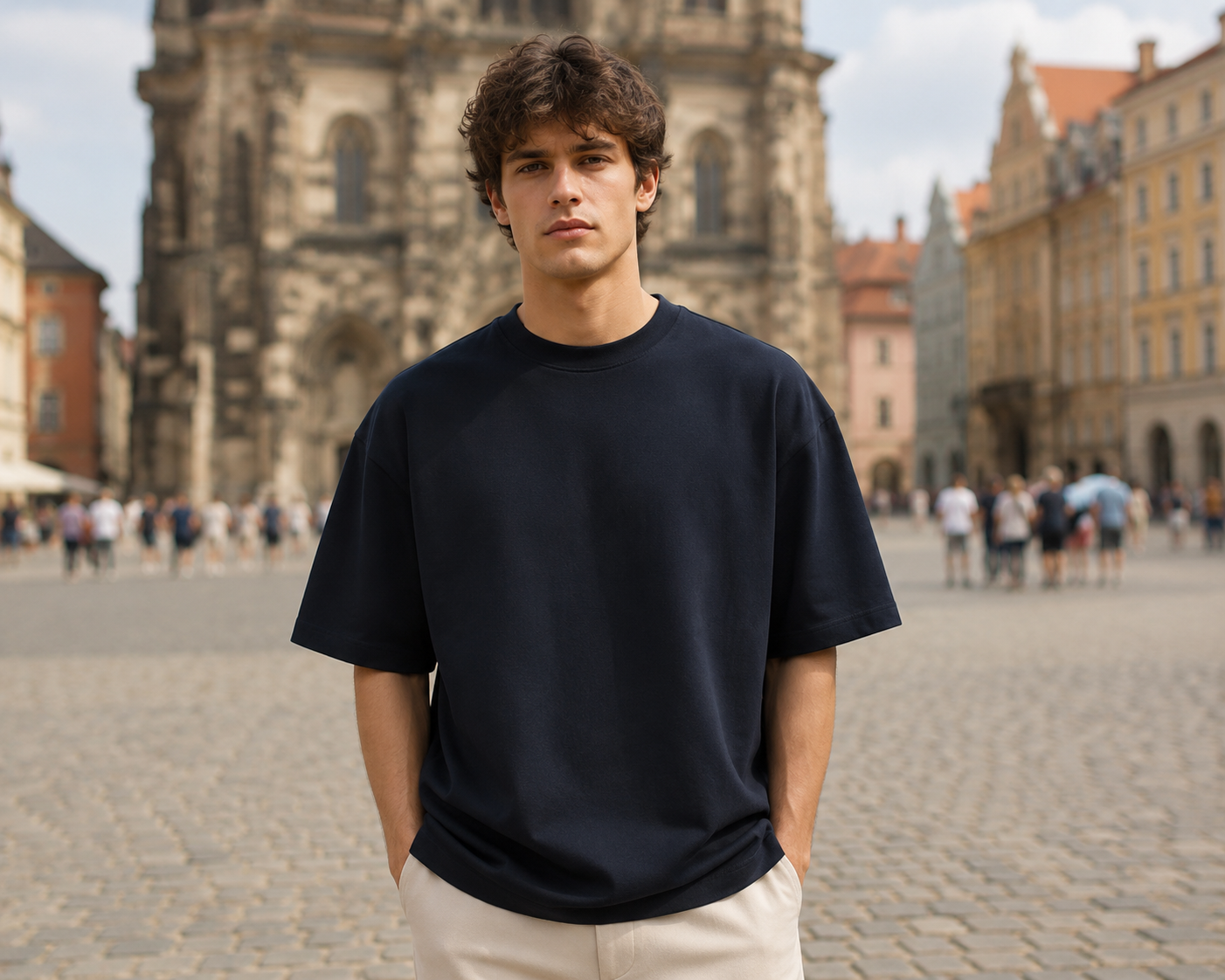 Men's Navy Blue Oversized T-shirt
